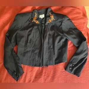 Laundry By Shelli Segal Black Jacket with Floral Embroidery